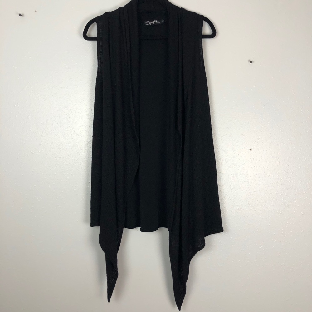 Sympli black waterfall sweater cardigan knit sz 8